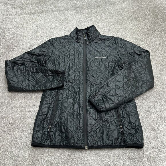 Columbia Omni Heat Quilted Jacket Womens Small Black Full Zip Pockets Outdoor - Picture 1 of 16